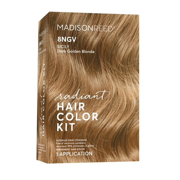 Madison Reed Radiant Permanent Hair Color Kit, Sicily (8NGV), Dark Golden Blonde, 8-Piece Kit