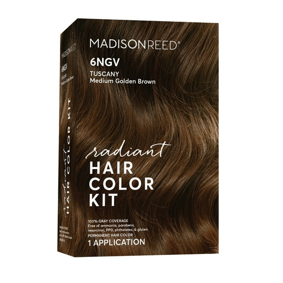 Madison Reed Radiant Permanent Hair Color Kit, Tuscany (6NGV), Medium Golden Brown, 8-Piece Kit