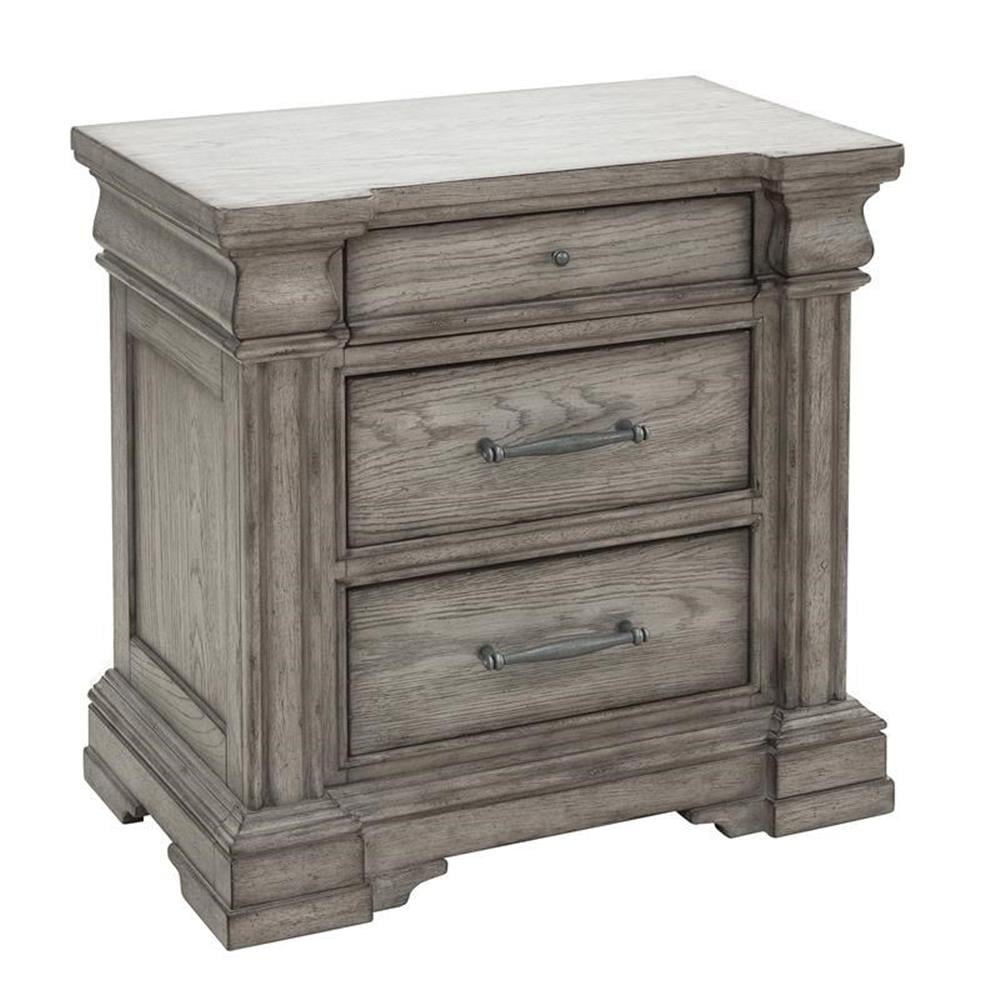 Heritage Taupe 3-Drawer Nightstand with USB Ports