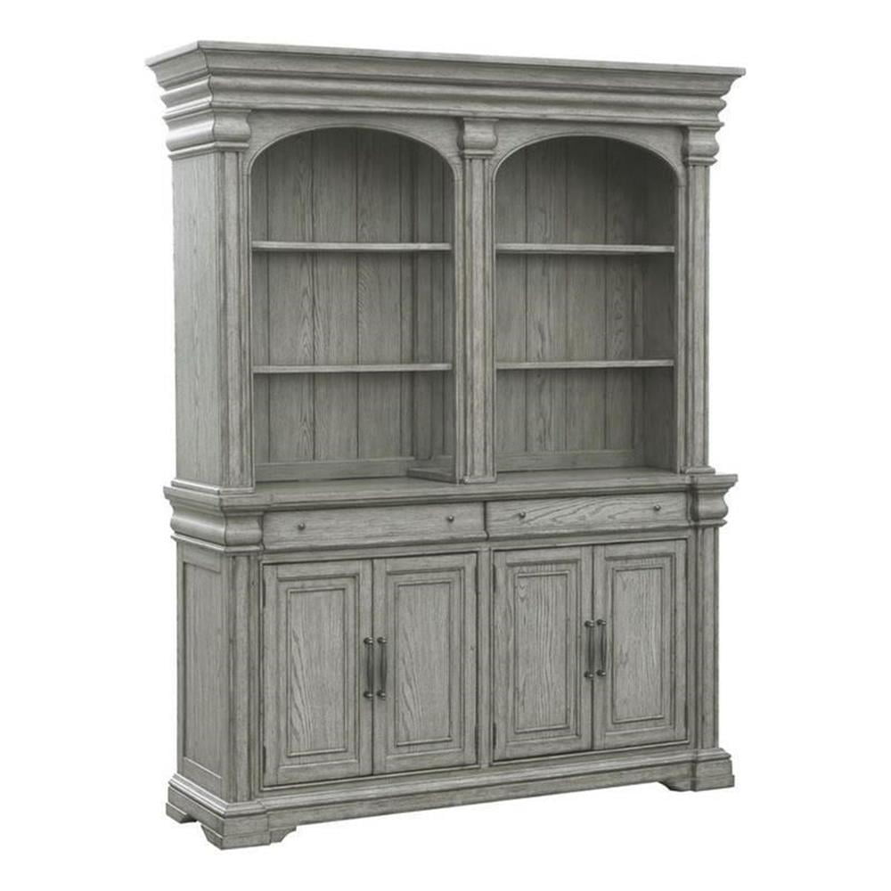 Gray Lighted China Cabinet with Drawers and Shelves