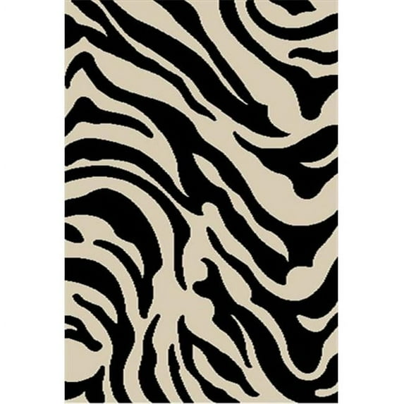 Madison Shag Safari Zebra 5 ft. x 7 ft. 2 in. Rectangular Area Rug in Black