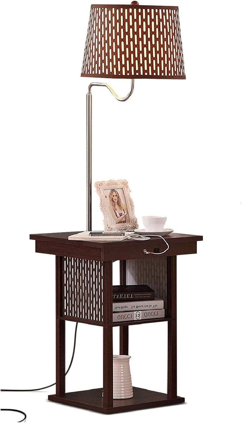 Madison Side Table with Lamp Combo with LED Bulb, Desk Lamp with USB