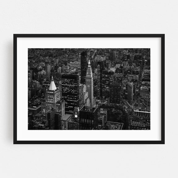 Madison Square B&W - Manhattan New York Photography Black Framed Wall Art Print 24 x 36 inches