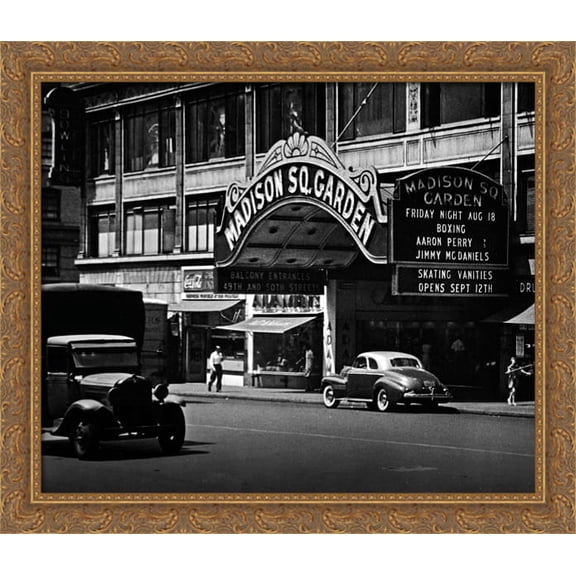 Madison Square Garden 34x28 Large Gold Ornate Wood Framed Canvas Art - Home of the New York Knicks