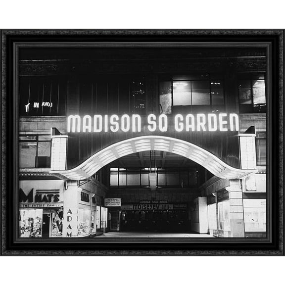 Madison Square Garden 36x28 Large Black Ornate Wood Framed Canvas Art - Home of the New York Knicks