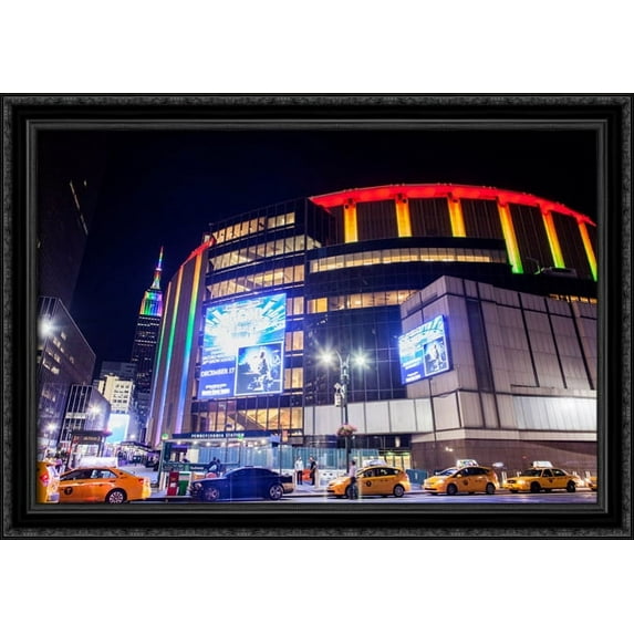 Madison Square Garden 40x28 Large Black Ornate Wood Framed Canvas Art - Home of the New York Knicks