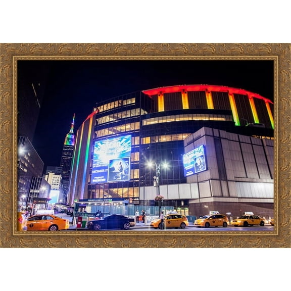 Madison Square Garden 40x28 Large Gold Ornate Wood Framed Canvas Art - Home of the New York Knicks