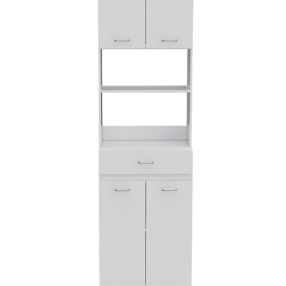Madison - Style White Cabinet | Offer Space for Microwave and Shelving for Items | Get a Well - Designed Storage Solution