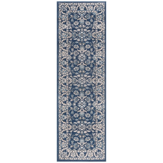 Madison Traditional 2' x 10' Dark Blue Polypropylene Indoor Area Rug
