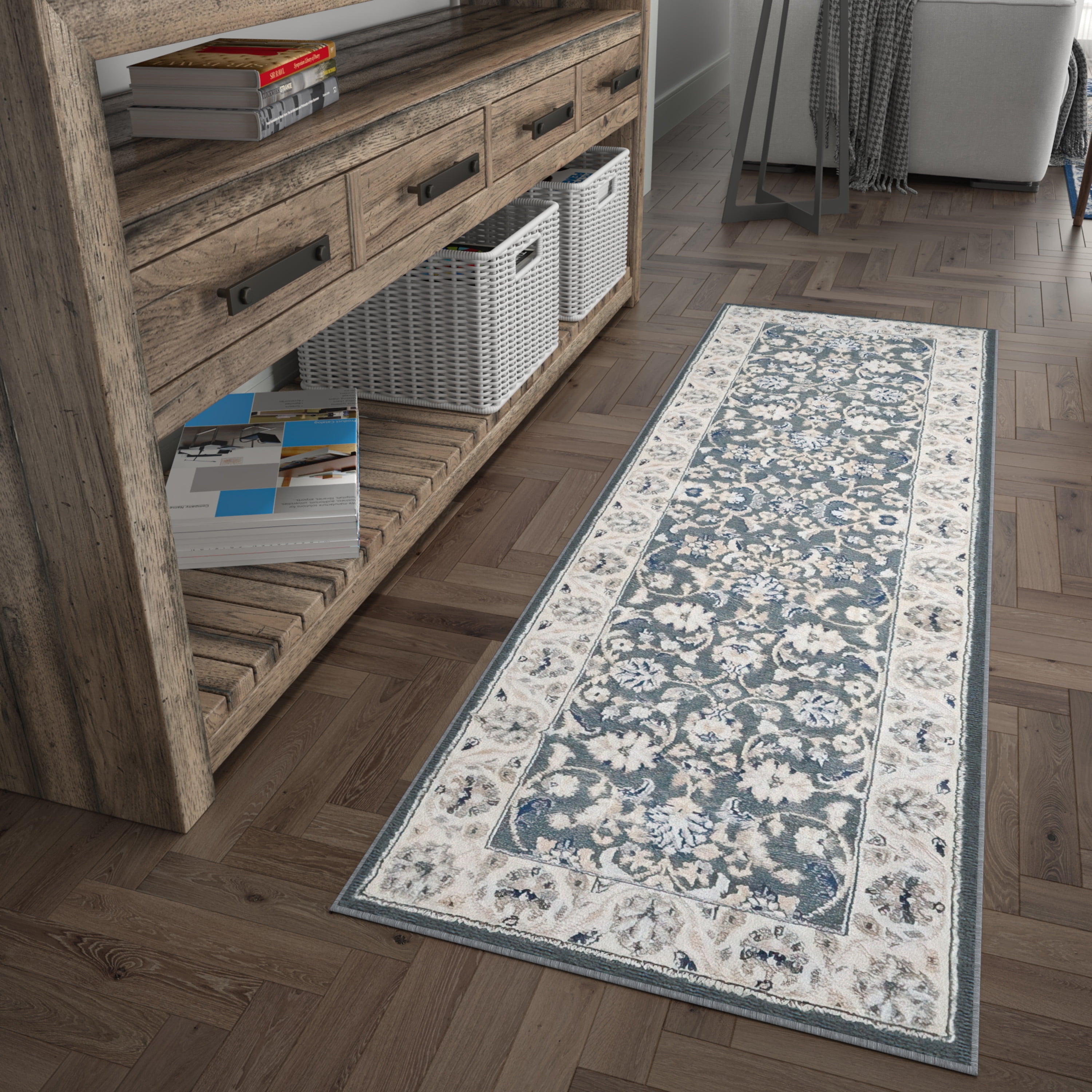 2x10 Traditional Gray Runner Rugs for Hallway | Indoor Entry, Entryway, Walkway or Kitchen Rug 2'3'' x 10'