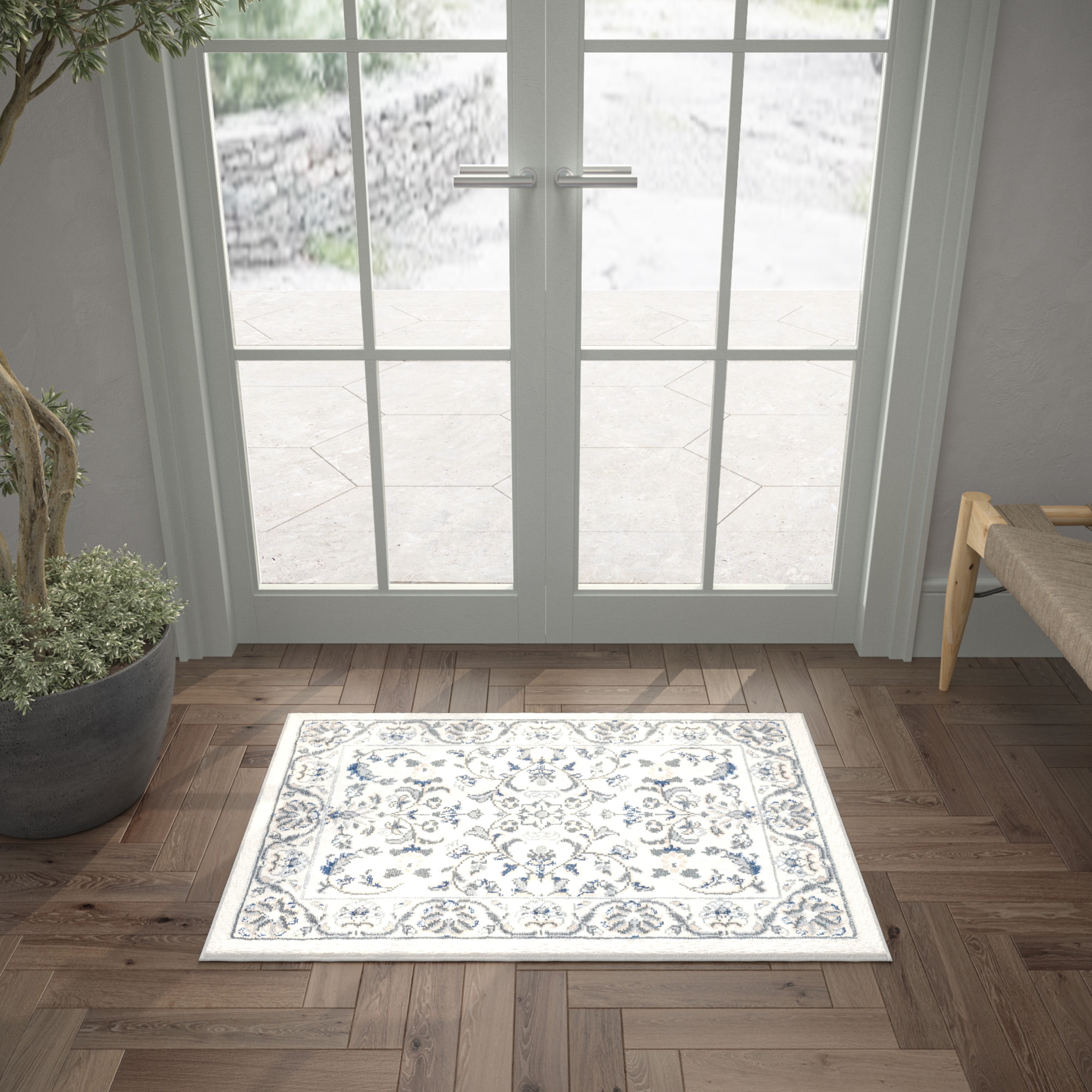 Madison Traditional 2' x 3' Cream Polypropylene Indoor Area Rug