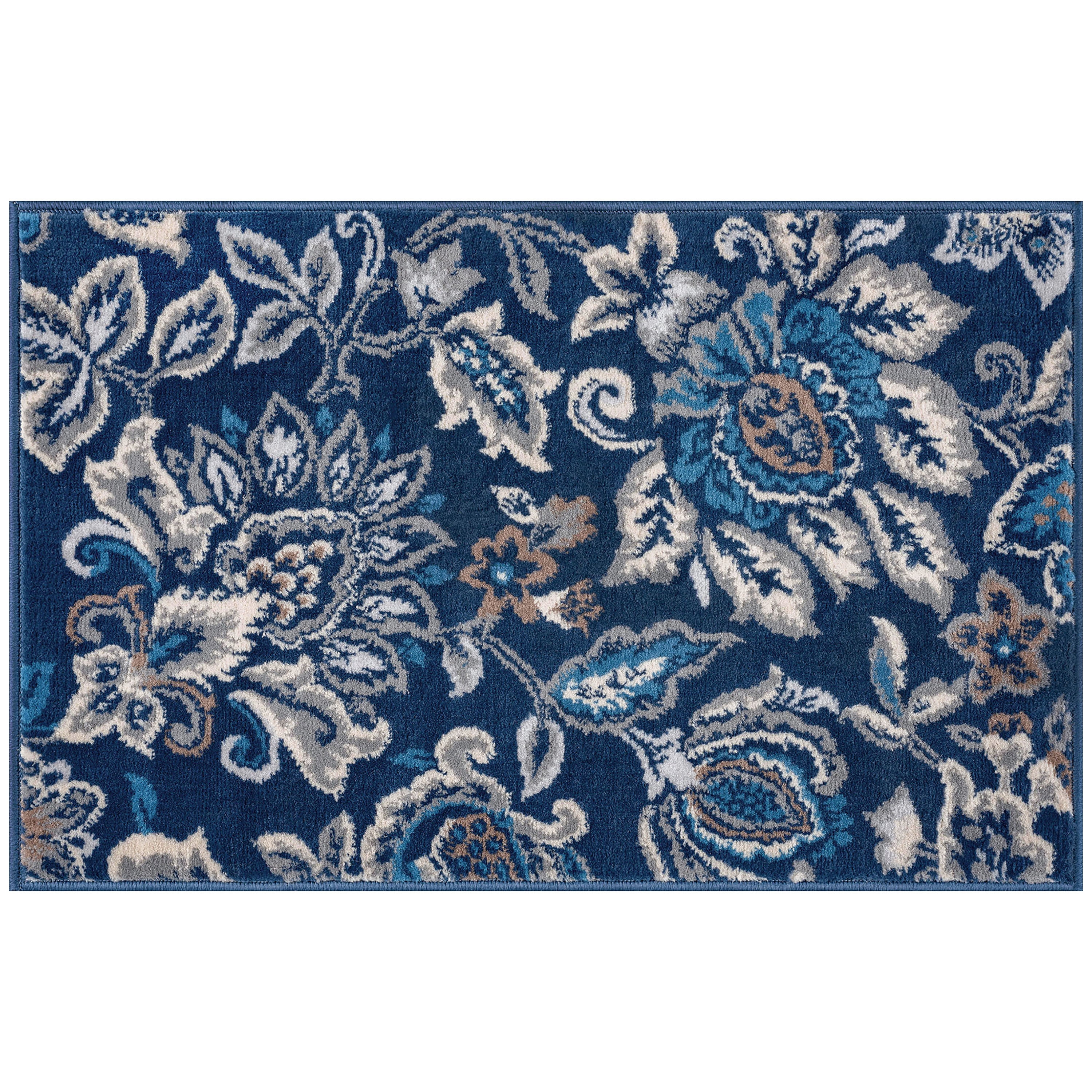 Madison Traditional 2' x 3' Dark Blue Polypropylene Indoor Area Rug