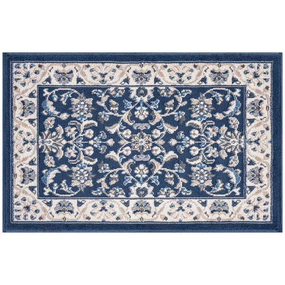 Madison Traditional 2' x 3' Dark Blue Polypropylene Indoor Area Rug