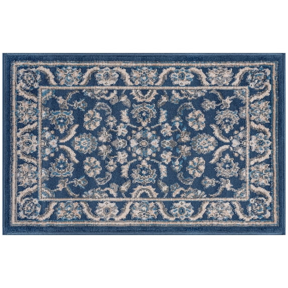 Madison Traditional 2' x 3' Dark Blue Polypropylene Indoor Area Rug