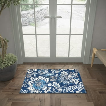 Madison Traditional 2' x 3' Dark Blue Polypropylene Indoor Area Rug