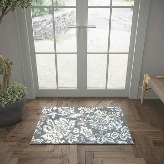 Madison Traditional 2' x 3' Dark Gray Polypropylene Indoor Area Rug