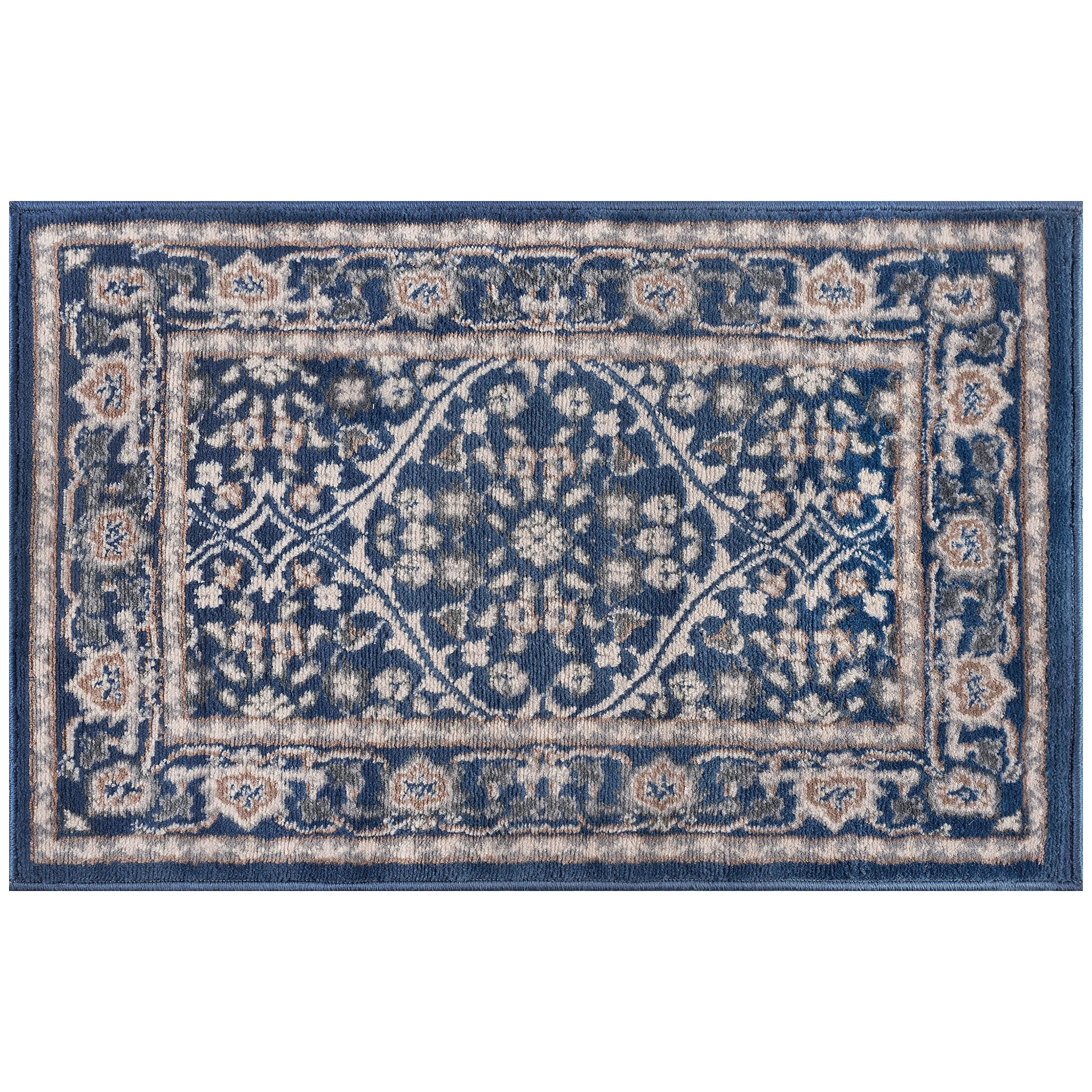 Madison Traditional 2' x 3' Navy and Cream Polypropylene Indoor Area Rug