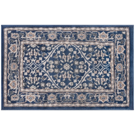 Madison Traditional 2' x 3' Navy and Cream Polypropylene Indoor Area Rug