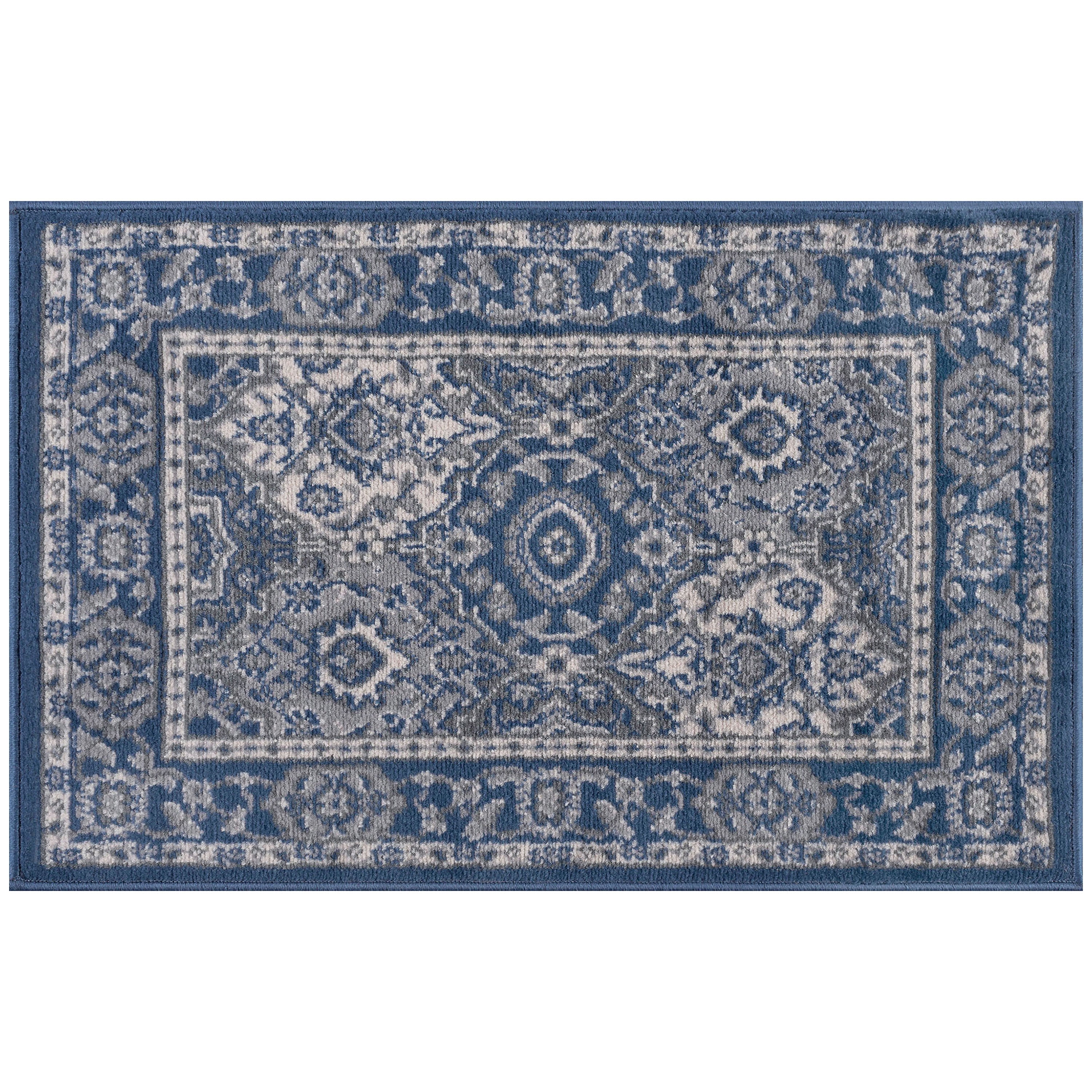 Madison Traditional 2' x 3' Navy and Cream Polypropylene Indoor Area Rug
