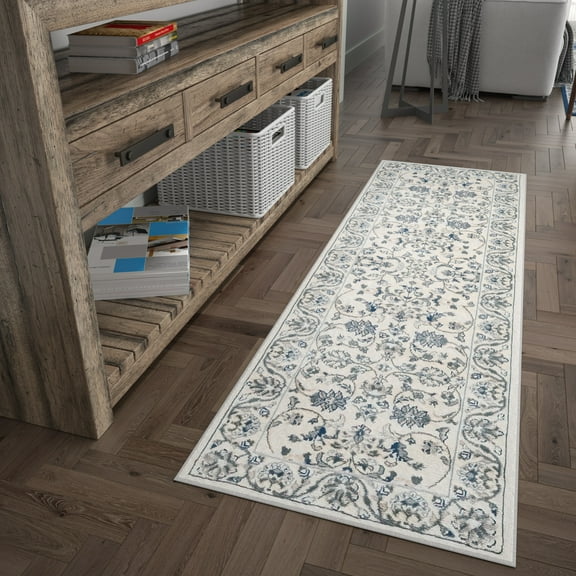 Madison Traditional 2' x 7' Cream Polypropylene Indoor Area Rug