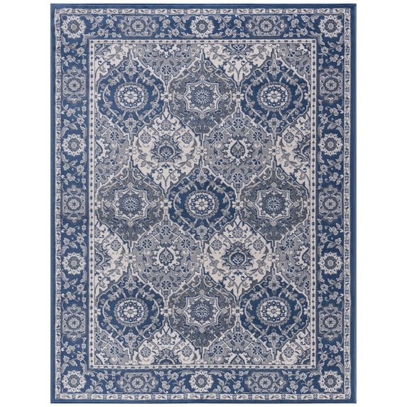 Madison Traditional 4' x 5' Navy Polypropylene Indoor Area Rug