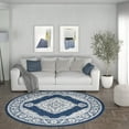 thumbnail image 1 of Madison Traditional 5' Round Navy and Cream Polypropylene Indoor Area Rug, 1 of 7