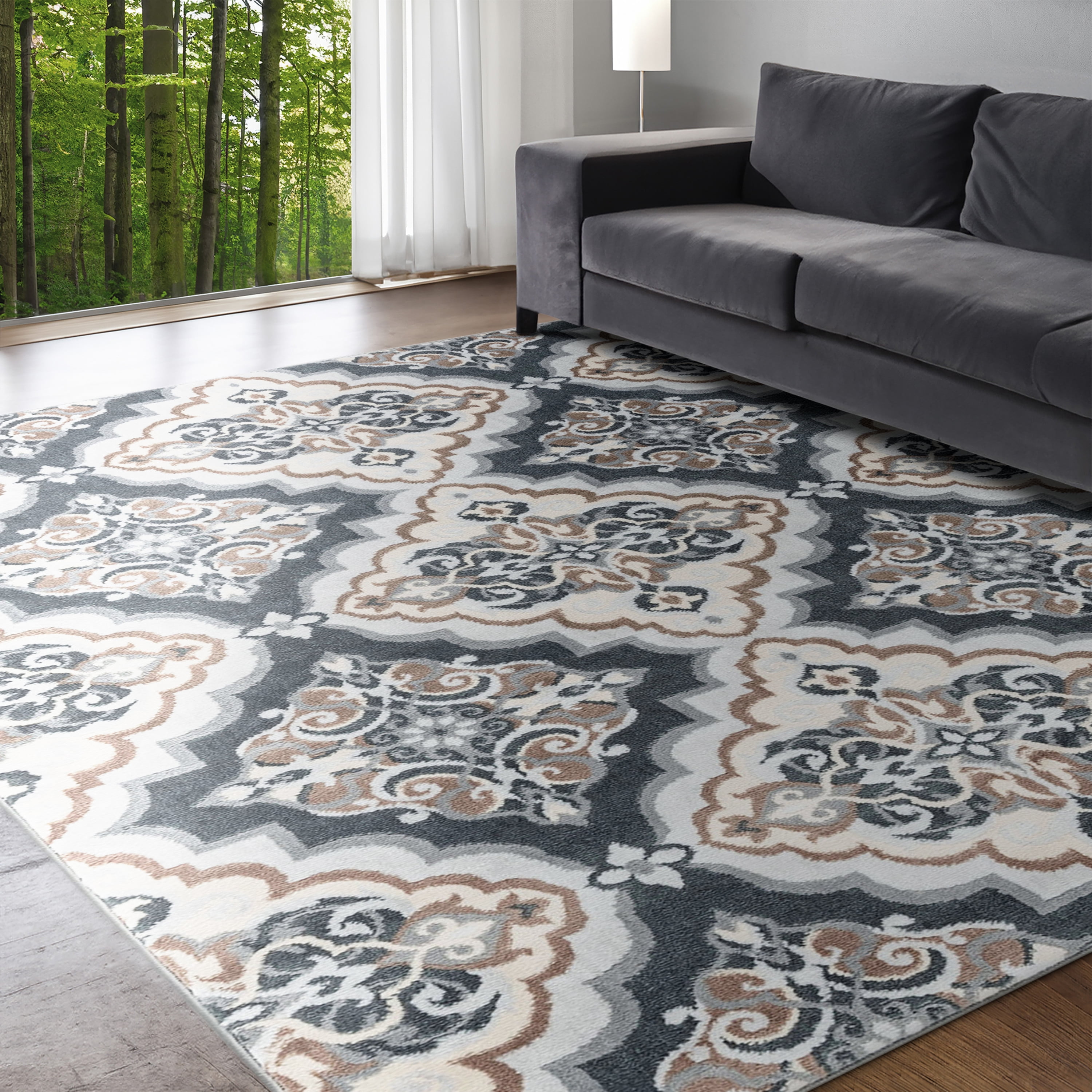 Madison Traditional 5' x 7' Gray Polypropylene Indoor Area Rug