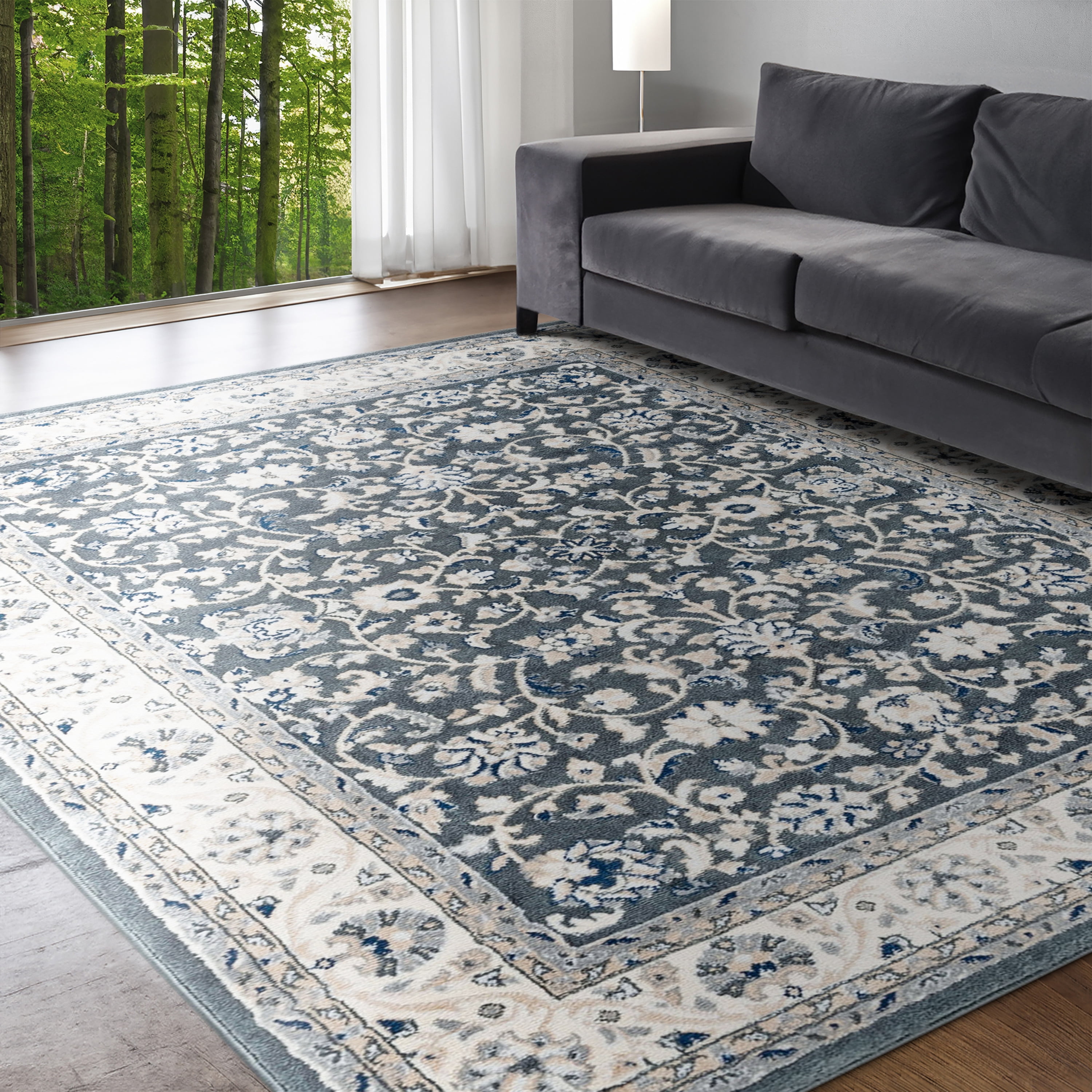 Madison Traditional 5' x 7' Gray Polypropylene Indoor Area Rug