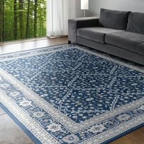 Madison Traditional 5' x 7' Navy and Cream Polypropylene Indoor Area Rug