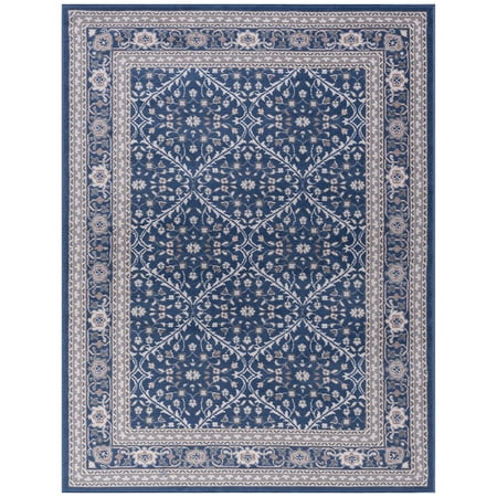 Madison Traditional 5' x 7' Navy and Cream Polypropylene Indoor Area Rug