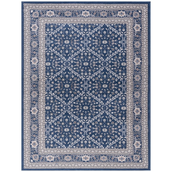 Madison Traditional 5' x 7' Navy and Cream Polypropylene Indoor Area Rug