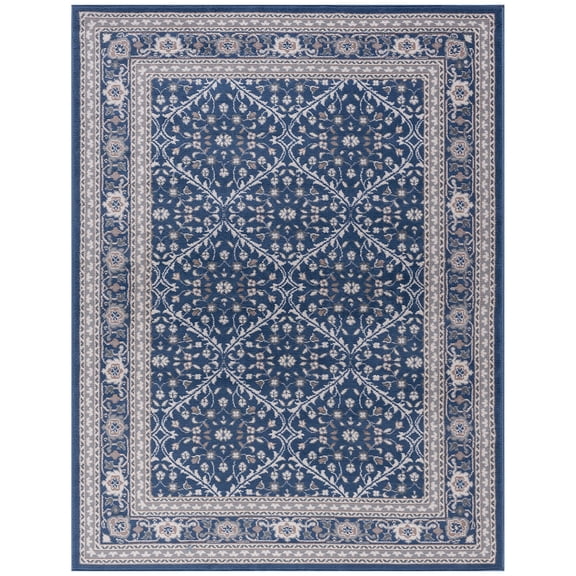 Madison Traditional 5' x 7' Navy and Cream Polypropylene Indoor Area Rug