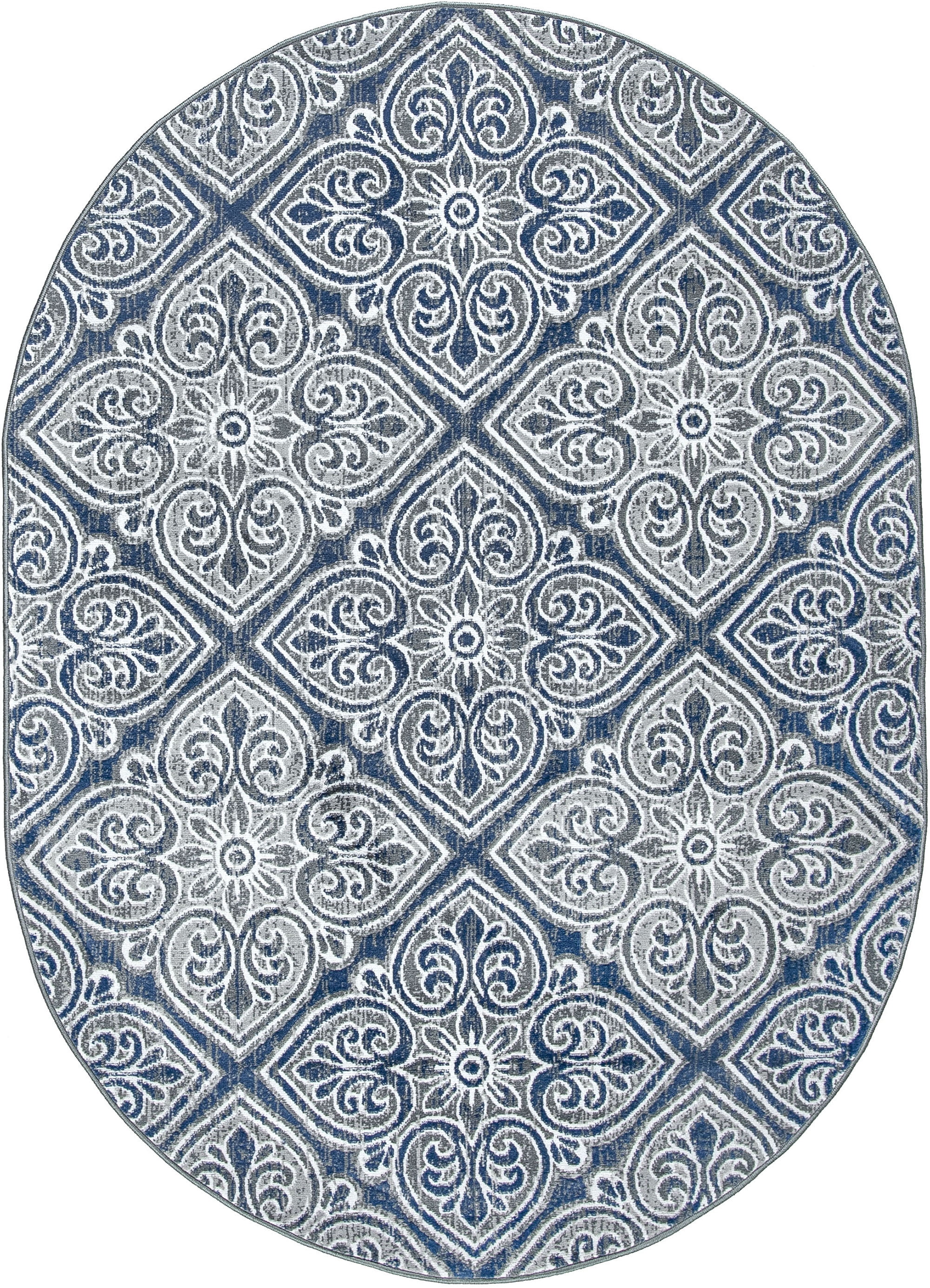 Madison Traditional 5' x 7' Oval Dark Gray Polypropylene Indoor Area Rug