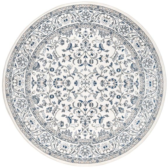 Madison Traditional 8' Round Cream Polypropylene Indoor Area Rug
