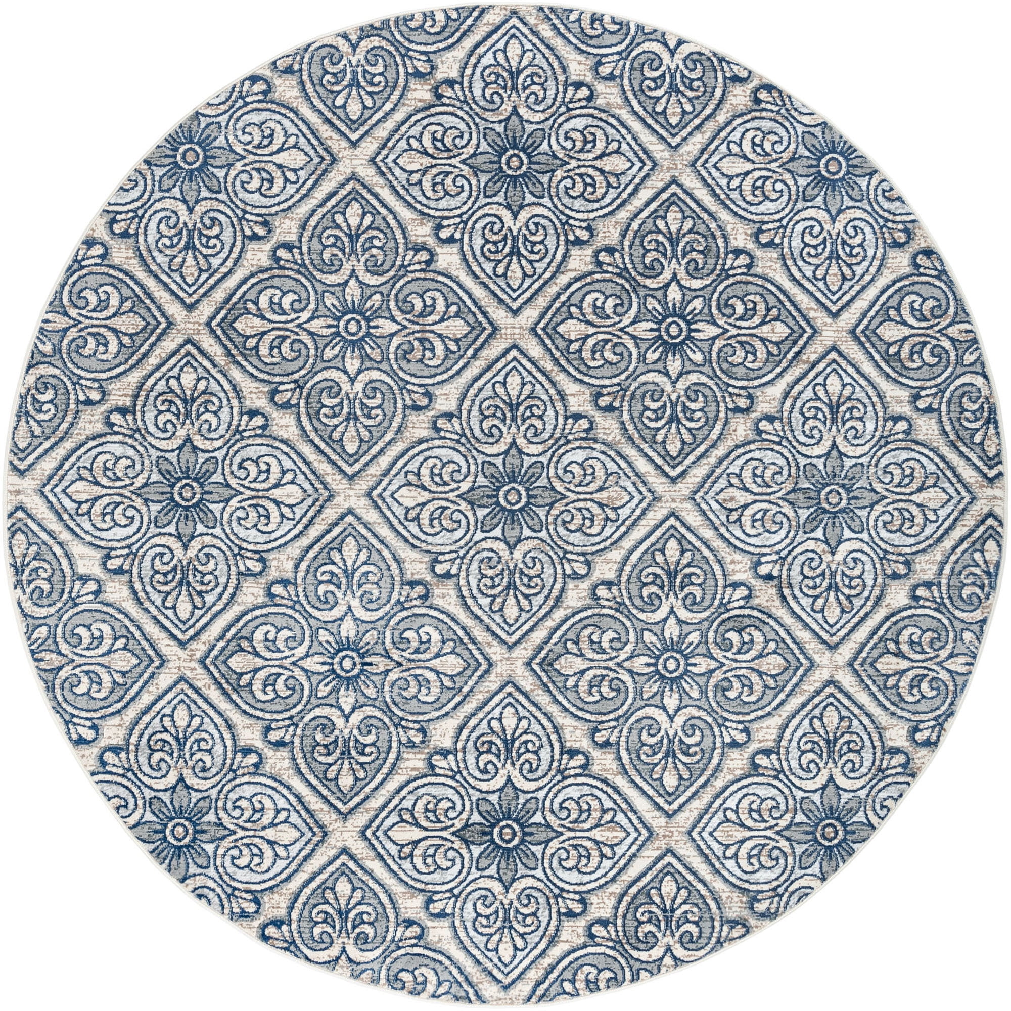 Madison Traditional 8' Round Cream Polypropylene Indoor Area Rug