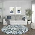 thumbnail image 1 of Madison Traditional 8' Round Dark Blue Polypropylene Indoor Area Rug, 1 of 7