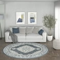 thumbnail image 1 of Madison Traditional 8' Round Dark Gray and Cream Polypropylene Indoor Area Rug, 1 of 7