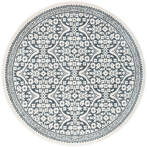Madison Traditional 8' Round Gray Polypropylene Indoor Area Rug