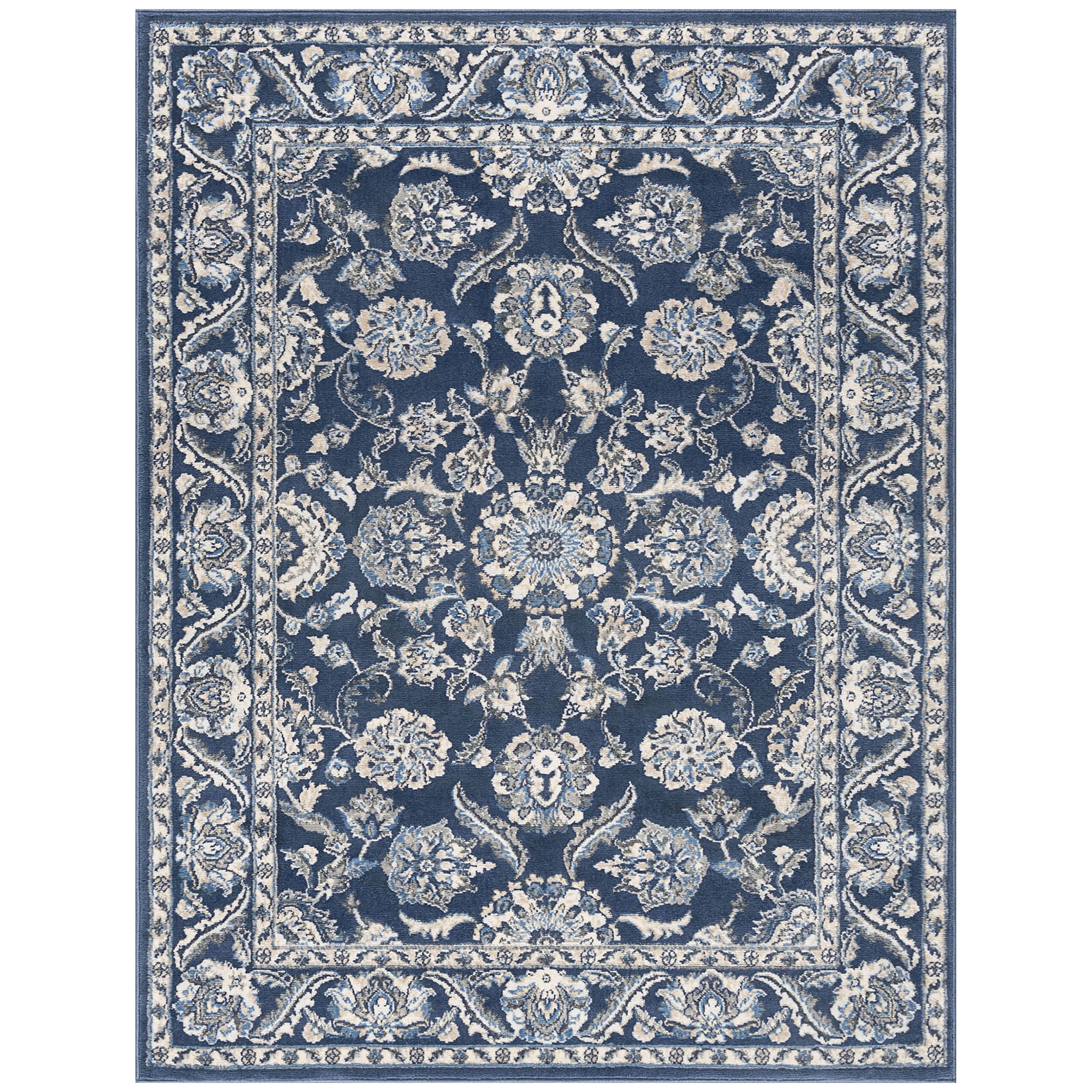 Madison Traditional 9' x 12' Dark Blue Polypropylene Indoor Area Rug