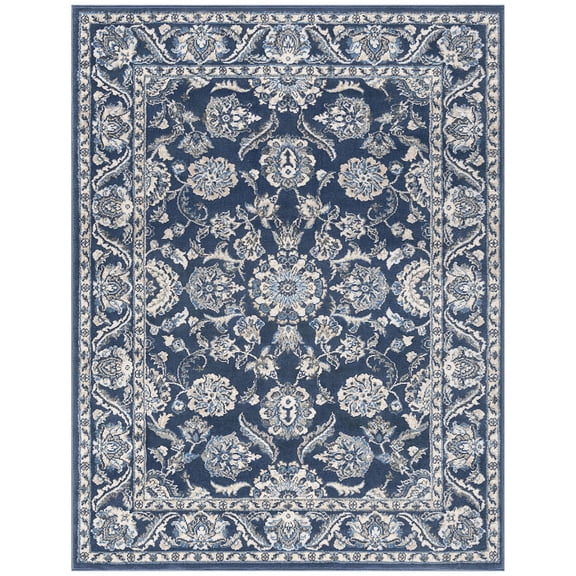 Madison Traditional 9' x 12' Dark Blue Polypropylene Indoor Area Rug