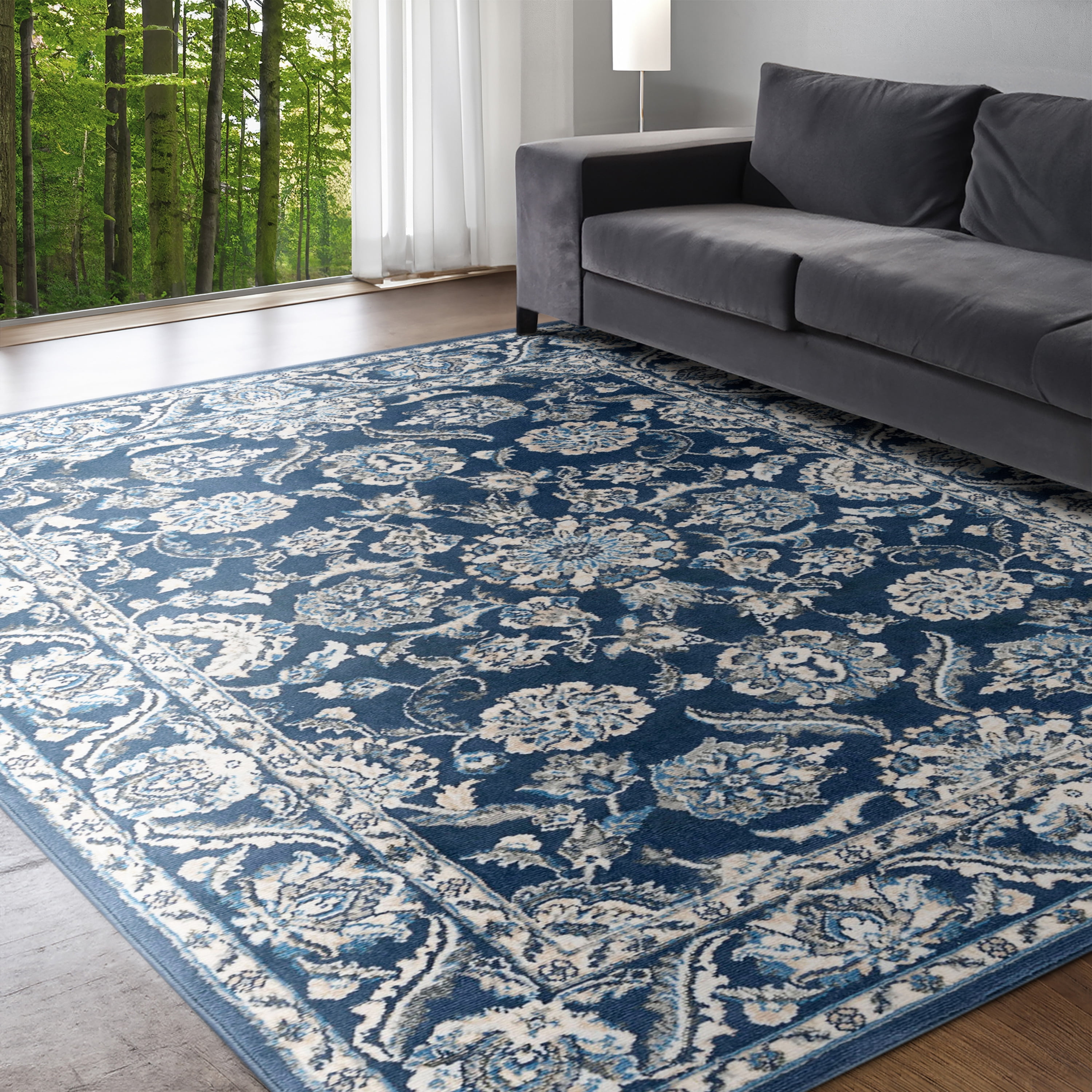 Basic Polypropylene Rug Madison Traditional 9' x 12' Dark Blue Polypropylene Indoor Area Rug ...