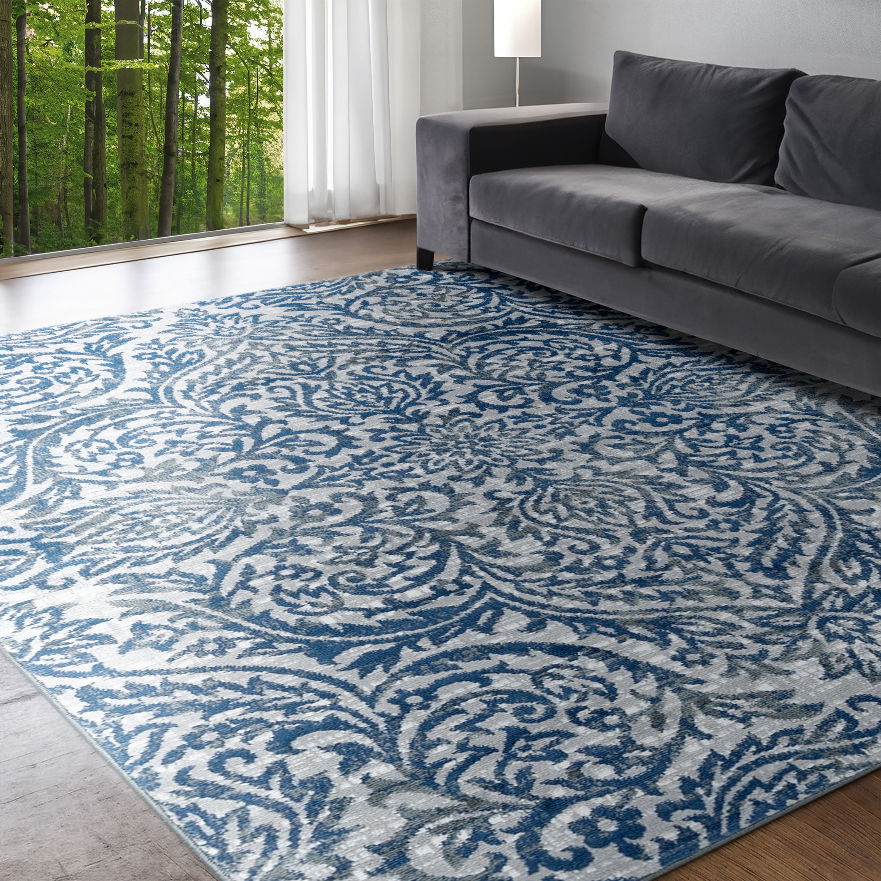 Madison Traditional 9' x 12' Dark Gray Polypropylene Indoor Area Rug