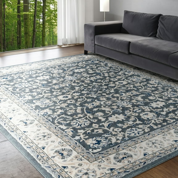 Madison Traditional 9' x 12' Gray Polypropylene Indoor Area Rug