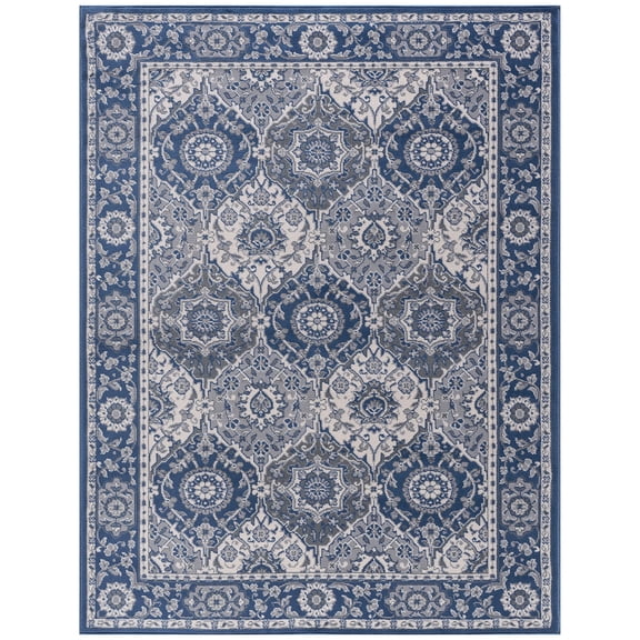 Madison Traditional 9' x 12' Navy and Cream Polypropylene Indoor Area Rug