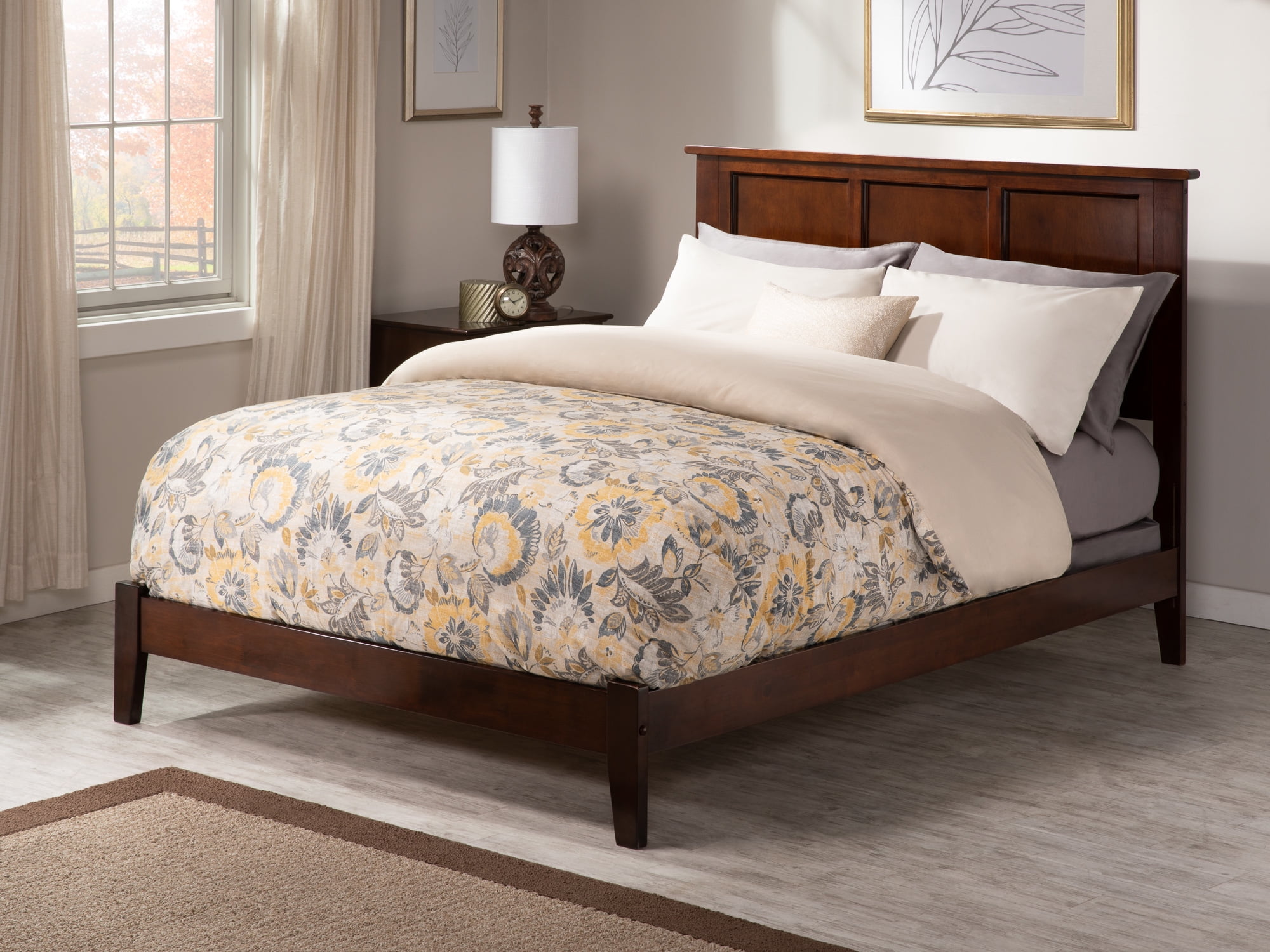 Madison Full Size Walnut Wood Bed Frame with Headboard