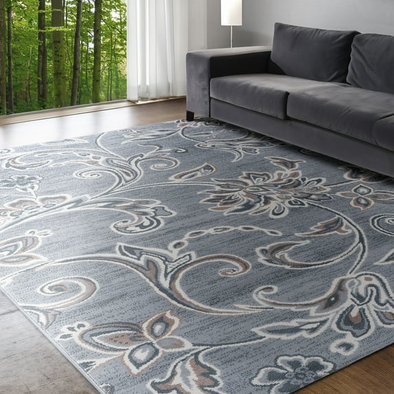 Madison Transitional 4' x 5' Gray Polypropylene Indoor Area Rug