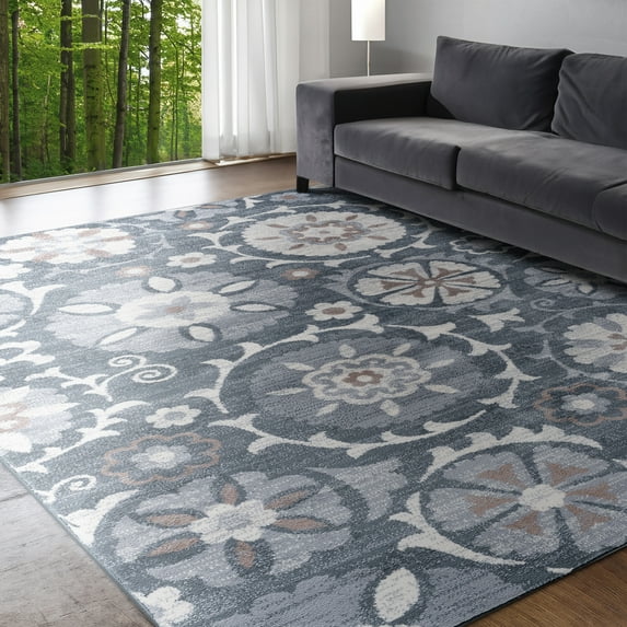 Madison Transitional 4' x 5' Gray Polypropylene Indoor Area Rug