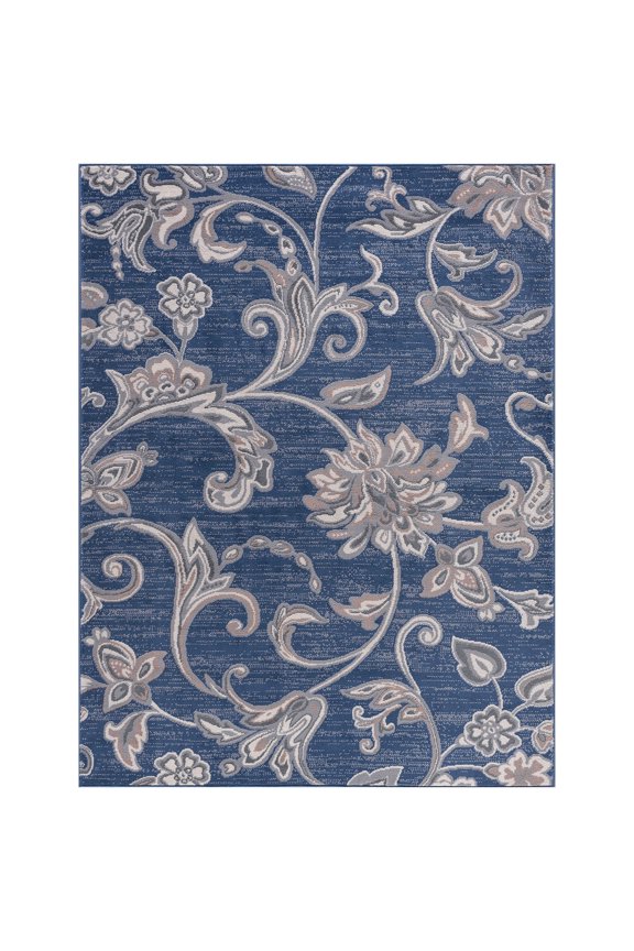 Madison Transitional 4' x 5' Navy Polypropylene Indoor Area Rug