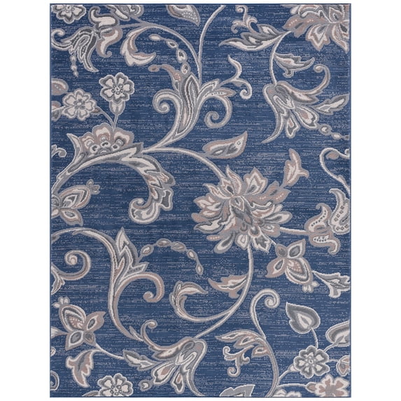Madison Transitional 4' x 5' Navy Polypropylene Indoor Area Rug