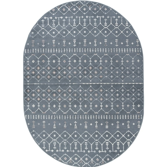 Madison Transitional 5' x 7' Oval Dark Gray and Cream Polypropylene Indoor Area Rug